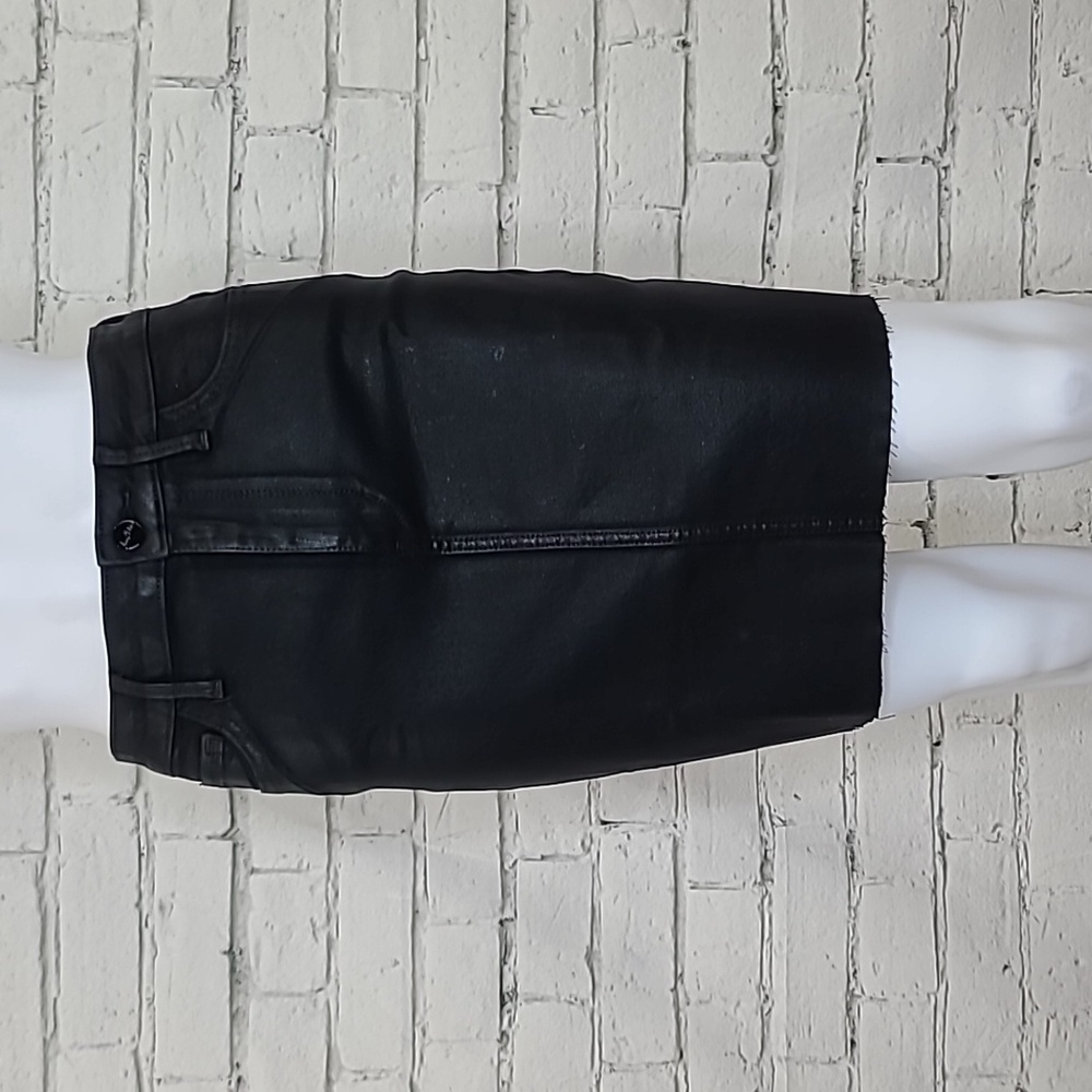 Sam Edelman High Waisted Riley Coated Denim Skirt In Jet Black  Size 27